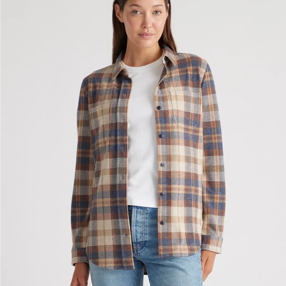 Quince stretch plaid shirt S